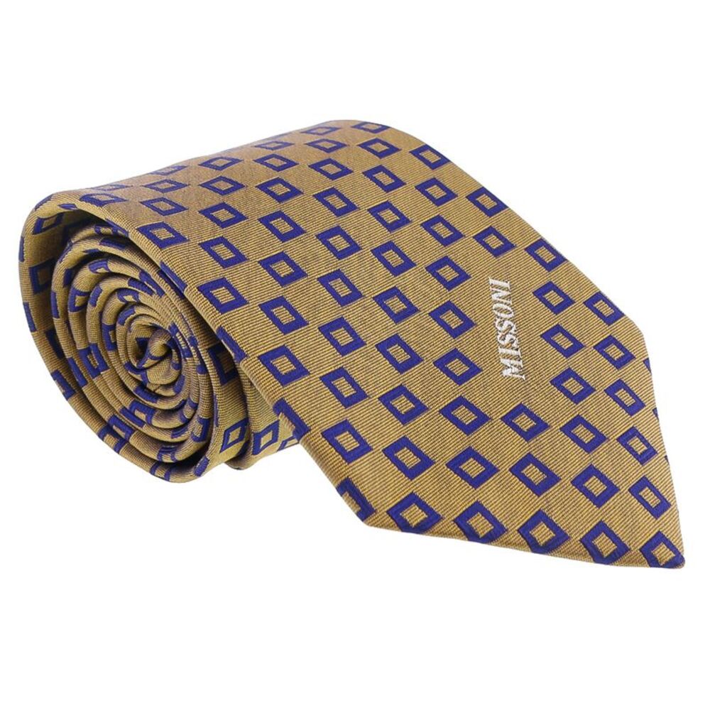 Missoni Square Blue/Red Woven 100% Silk Tie